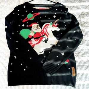 Tipsyelves WOMEN'S SANTA UNICORN UGLY
CHRISTMAS SWEATER Size Small